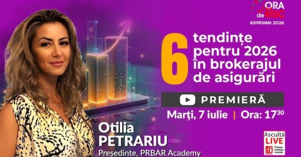Otilia Petrariu, Președinte PRBAR Academy, invitată la Ora de Risc by XPRIMM pentru discuția despre 6 tendințe pentru 2026 în brokerajul de asigurări.