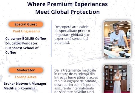 Participanții programului 6 Trends for 2026 la sesiunea dedicată asigurărilor internaționale de sănătate și experienței Boiler Coffee